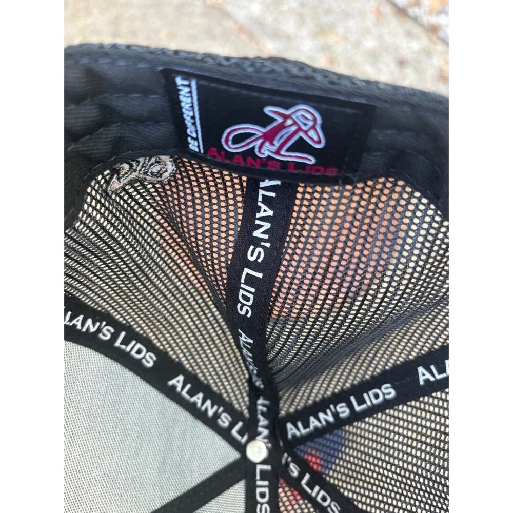 Alan's Lids Trucker Hat OS Black Fabric and Mesh Construction Six-panel Crown